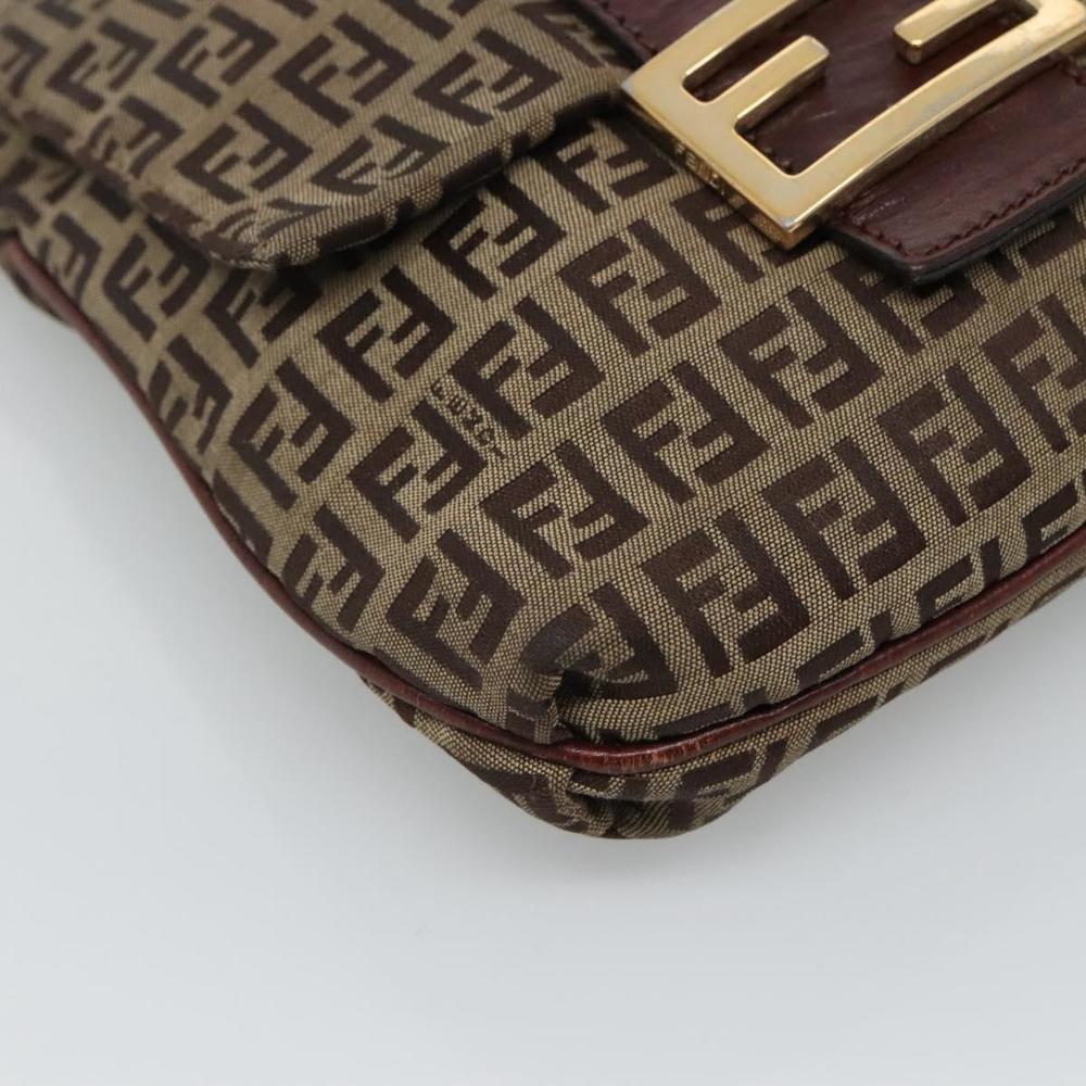 FENDI Zucca Canvas Mamma Baguette Shoulder Bag Black Brown gold Auth 118342 - Picture 14 of 16